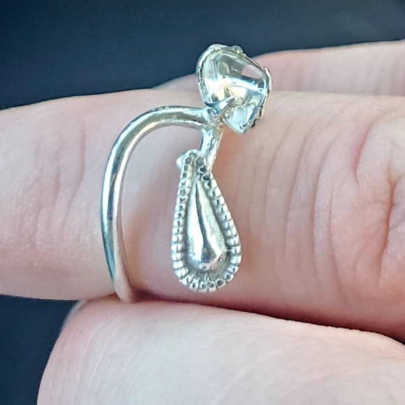 New Rough Herkimer Diamond Chip 925 Silver Ring. - Picture 14 of 16